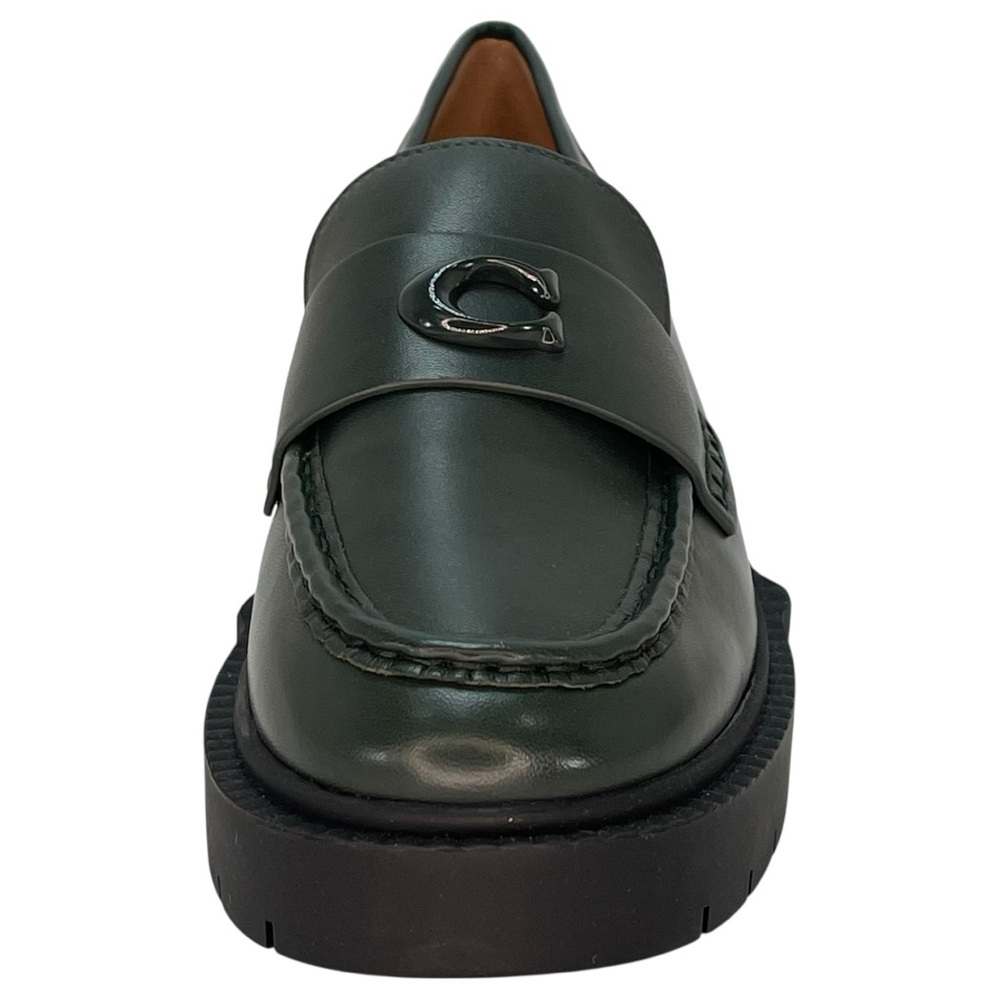 COACH Leah Amazon Green Leather Chunky Sole Womens Loafers Size 6.5B - Picture 6 of 12